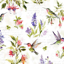 Hummingbird Floral Collection Hummingbird and Floral All Over Cotton Fabric 3023-39829 white