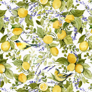white, Lavender Lemonade Collection Lemons All Over Cotton Fabric 39883