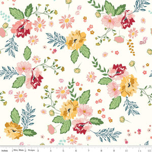 Melody Collection Large Floral Cotton Fabric C15140 white