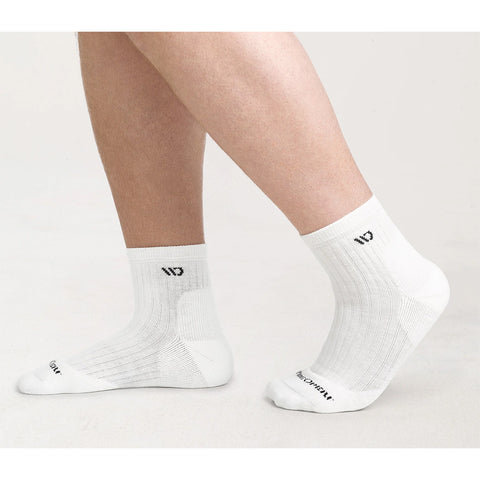 white, Men's Solid Cushioned Quarter Socks 9004