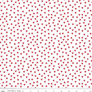 My Valentine Collection Heart Toss Cotton Fabric C14154 white