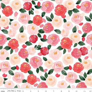 My Valentine Collection Roses Cotton Fabric C14150 white