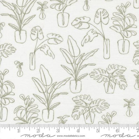 white, Potted Collection Indoor Jungle Cotton Fabric 26143