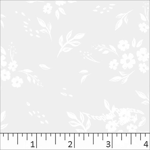 white, Standard Weave Floral Poly Cotton Fabric 6277