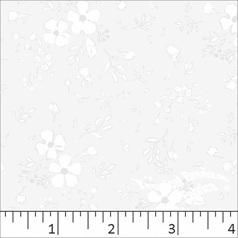 white, Standard Weave Floral Print Poly Cotton Fabric 6341