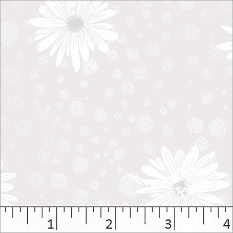 Standard Weave Flower Dots Poly Cotton Fabric 6117 white