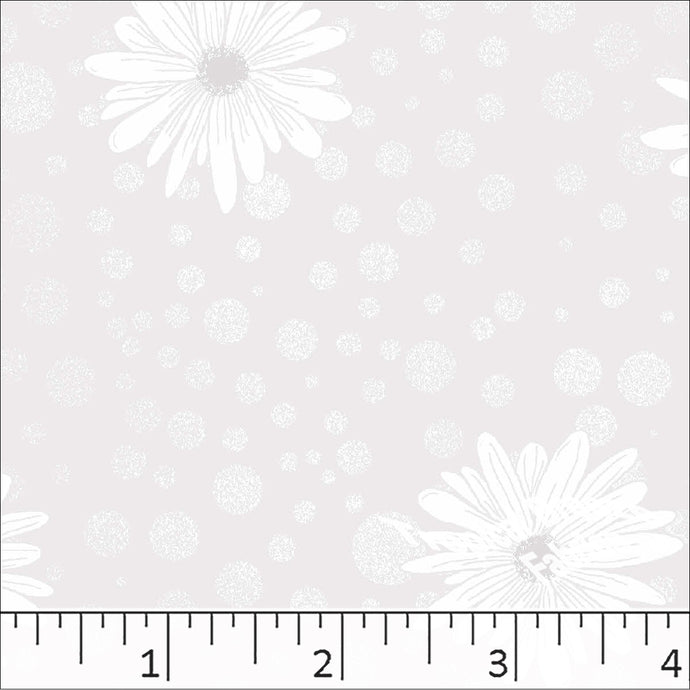 Standard Weave Flower Dots Poly Cotton Fabric 6117 white