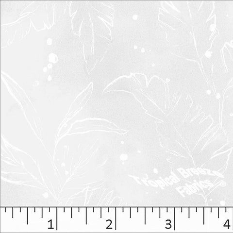 white, Standard Weave Foliage Print Poly Cotton Fabric 6299