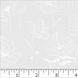 white, Standard Weave Large Floral Poly Cotton Dress Fabric 6230