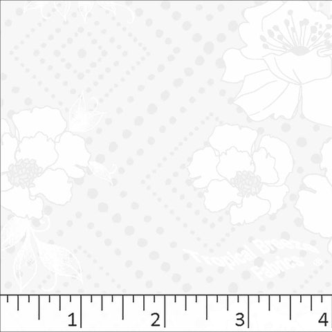 white, Standard Weave Large Floral Print Poly Cotton Fabric 6317