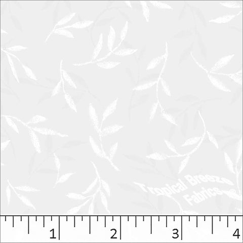 white, Standard Weave Leafy Poly Cotton Dress Fabric 6275