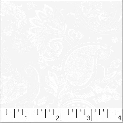white, Standard Weave Paisley Print Poly Cotton Fabric 6344