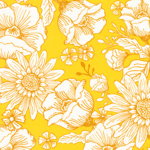 Sunflowers in My Heart Collection Large Floral Cotton Fabric 27320 white