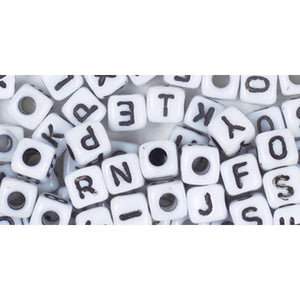 White alphabet beads