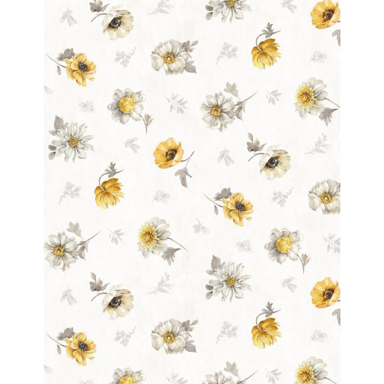 White floral toss fabric