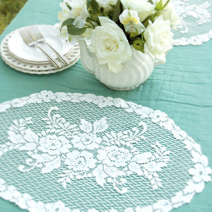 victorian rose lace place mat white