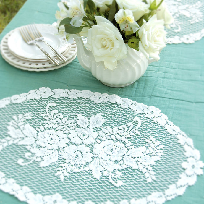 victorian rose lace place mat white