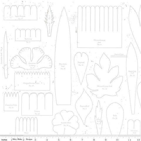 White on white, Sewing Seeds Collection Posie Patterns Cotton Fabric CD15688
