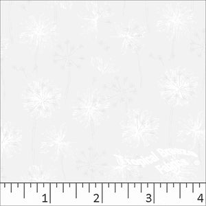 Standard Weave Dandelion Print Poly Cotton Fabric 6013 white on white