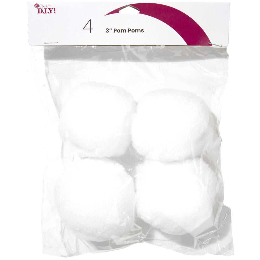 Pack of 4 large white pom-poms