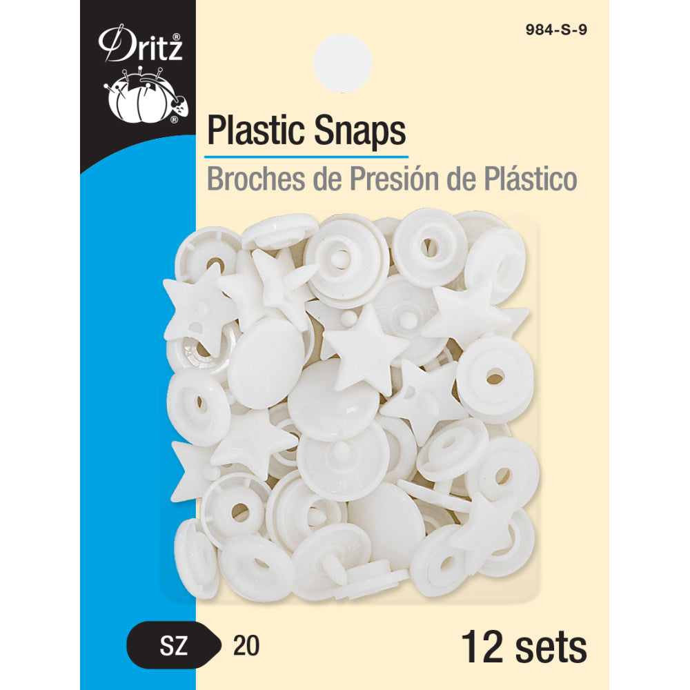 Dritz Plastic Color Star Snaps, 12 Sets, White