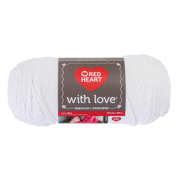 Red Heart With Love Yarn-White -E400-1001 Lot Of 2 Skein