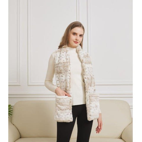 White leopard stripe pocket scarf PSTR