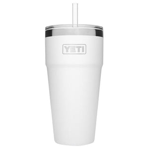 White YETI rambler 26 oz straw mug