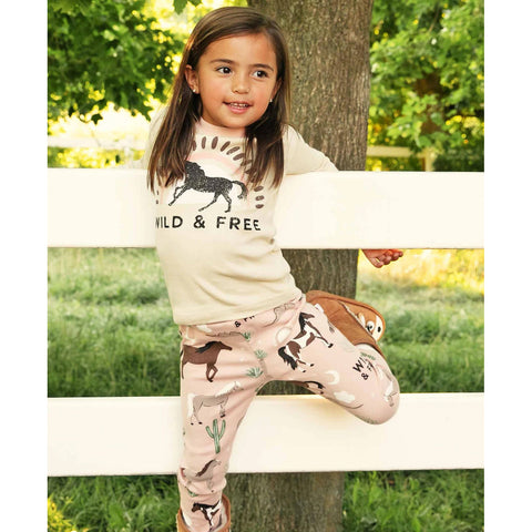Toddler Girls' Long-Sleeve Wild Horses Pajama Set KID739