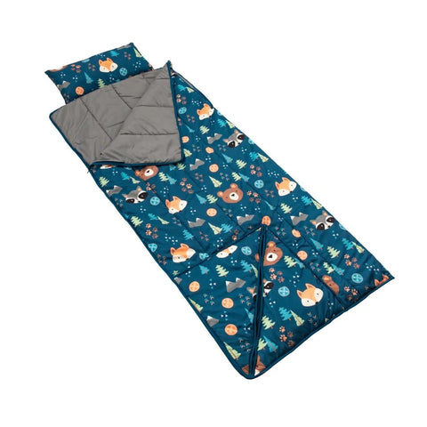 Lippert Children's Sleeping Bag with Attached Pillow wilderness animals print