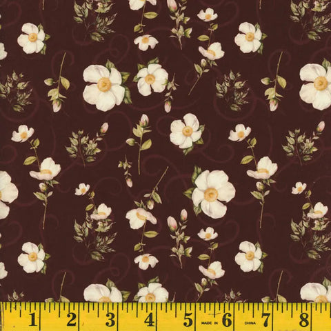 wine, Hazel Print Dressy Twill Fabric 1370