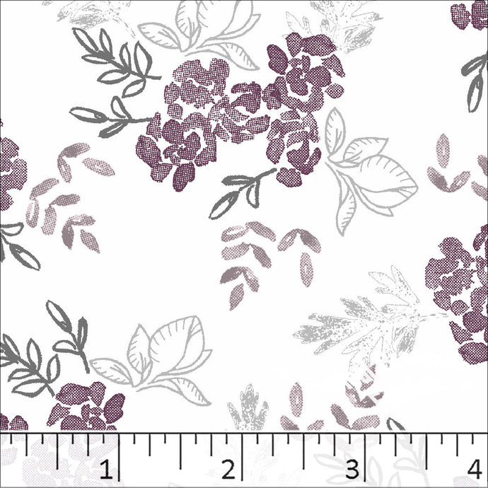 Poly Cotton Floral Print Dress Fabric Wine