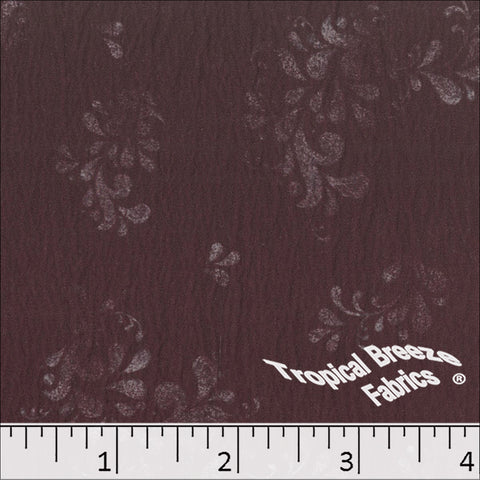 wine, Crinkle Creme Knit Print Polyester Fabric 042616