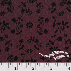 Wine, Koshibo Floral Print Polyester Fabric 048510