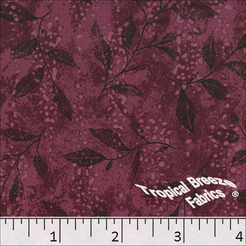 wine, Koshibo Leaf Print Polyester Fabric 048531