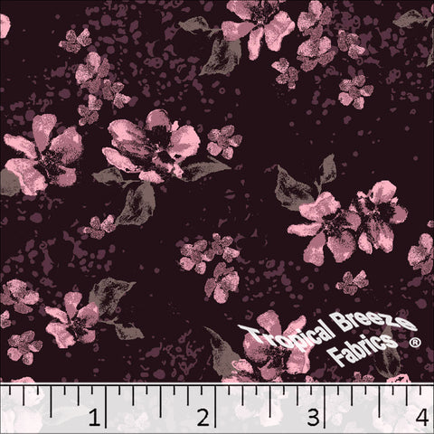 wine, Standard Weave Floral Poly Cotton Dress Fabric 6278