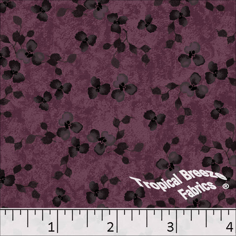 Wine, Standard Weave Floral Print Poly Cotton Fabric 6191