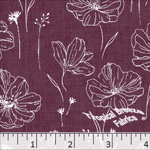 wine, Standard Weave Large Floral Poly Cotton Dress Fabric 6230