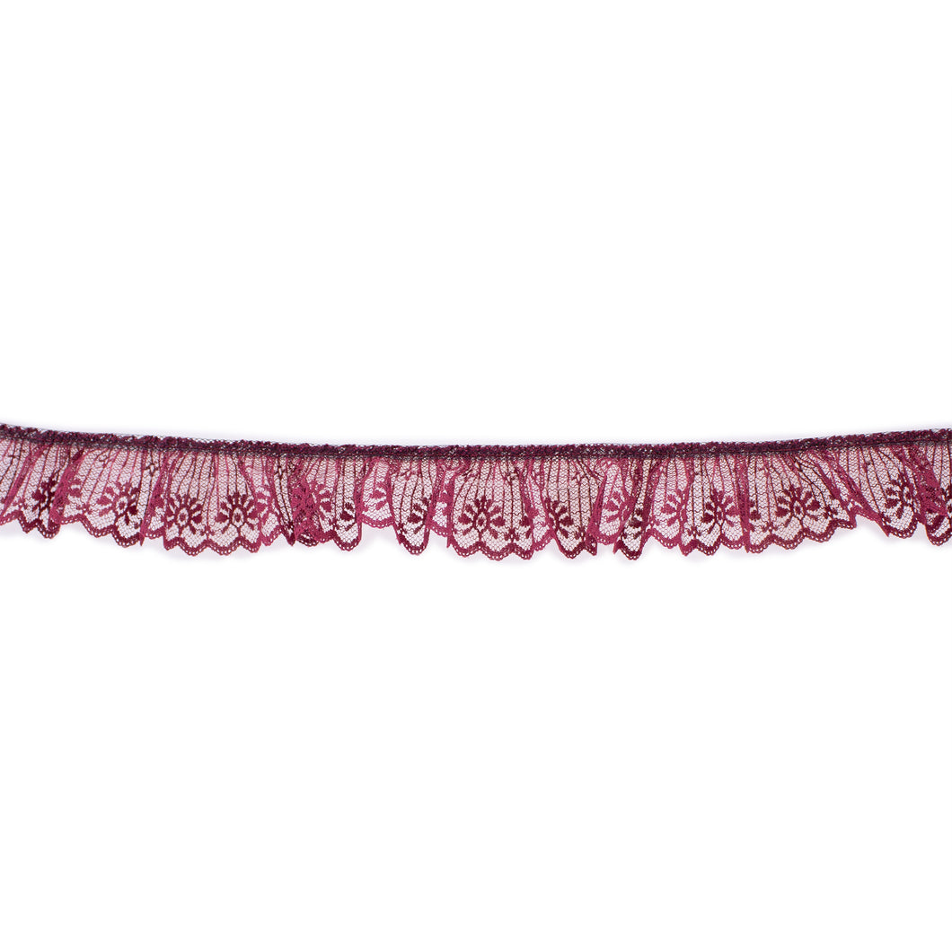 Wine colored ruffled lace