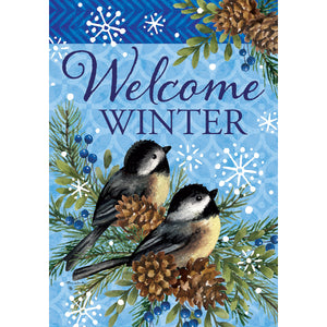 Fall & Winter Garden Flags winter chickadees