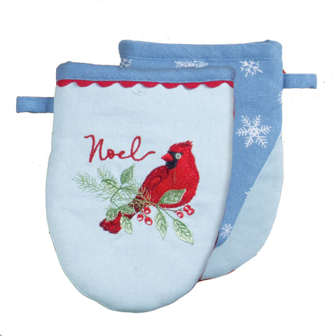 Winter Blue Cardinal grabber mitt
