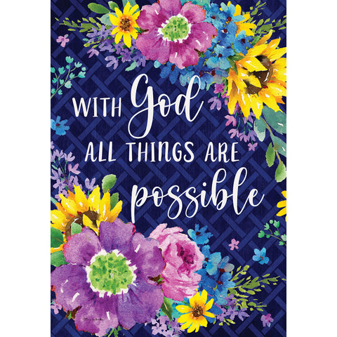 Garden flag showing With God