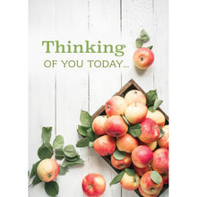 Front of Card 1: Thinking of you today... basket of apples