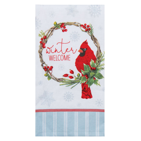 Cardinal wreath kitchen towel