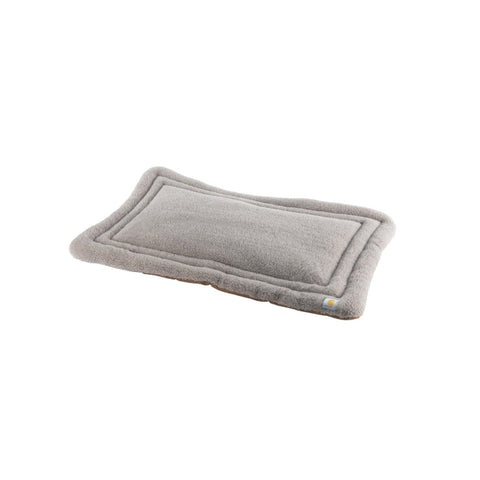 Carhartt Brown X-Large Firm Duck Sherpa-Topped Dog Napper Pad showing sherpa side
