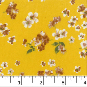 yellow, Double Brushed Floral Print Fabric S105