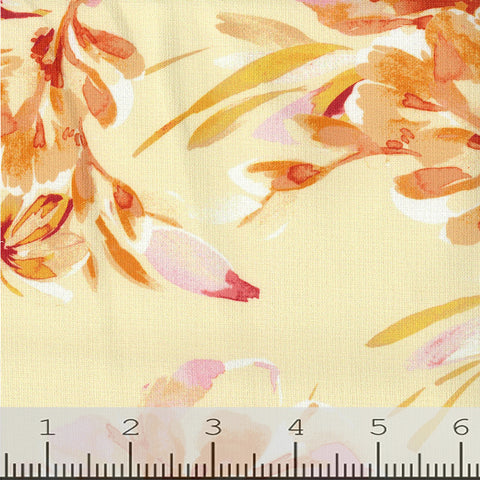 yellow, Linen Like Floral Fabric FA154