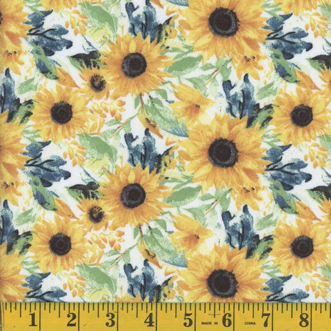 yellow, Julia Floral Print Interlock Fabric 1336