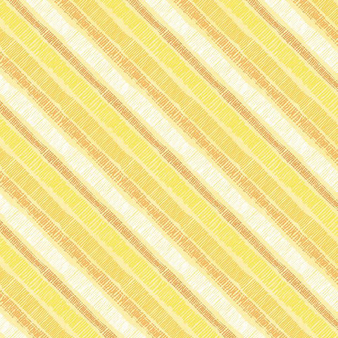 Sunflower Sweet Collection Diagonal Stripe Cotton Fabric yellow