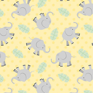 Hello Sunbeam Collection Elephant Toss Cotton Fabric yellow